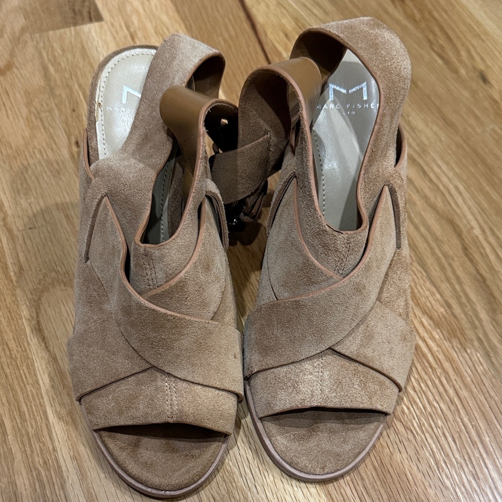 Marc Fisher Camel Suede Valen Women's Sandals